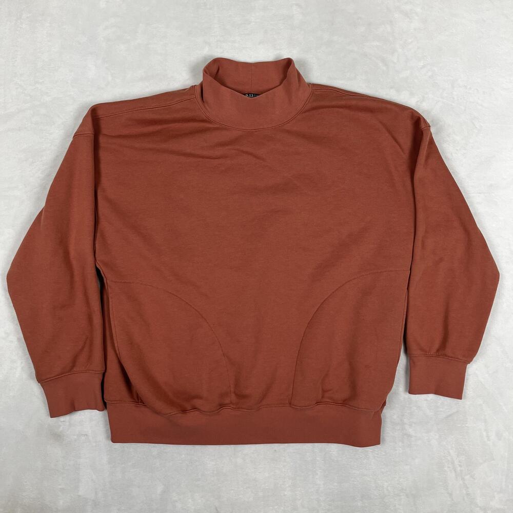 5.11 Tactical Sweatshirt Mens XL Brown Mock Neck Fleece Pullover Pocket Logo